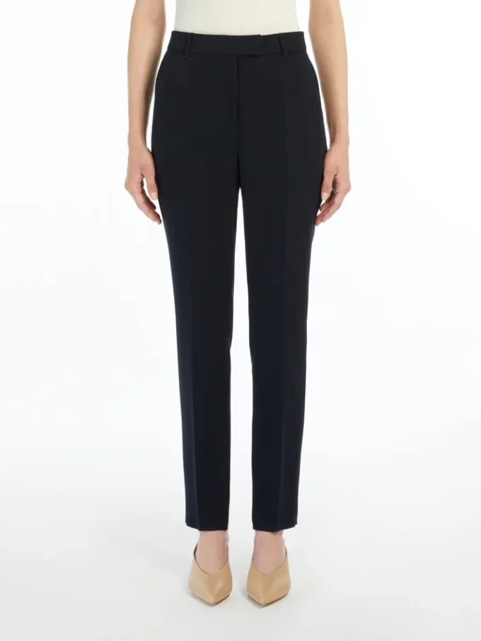 Straight-fit cady trousers, navy