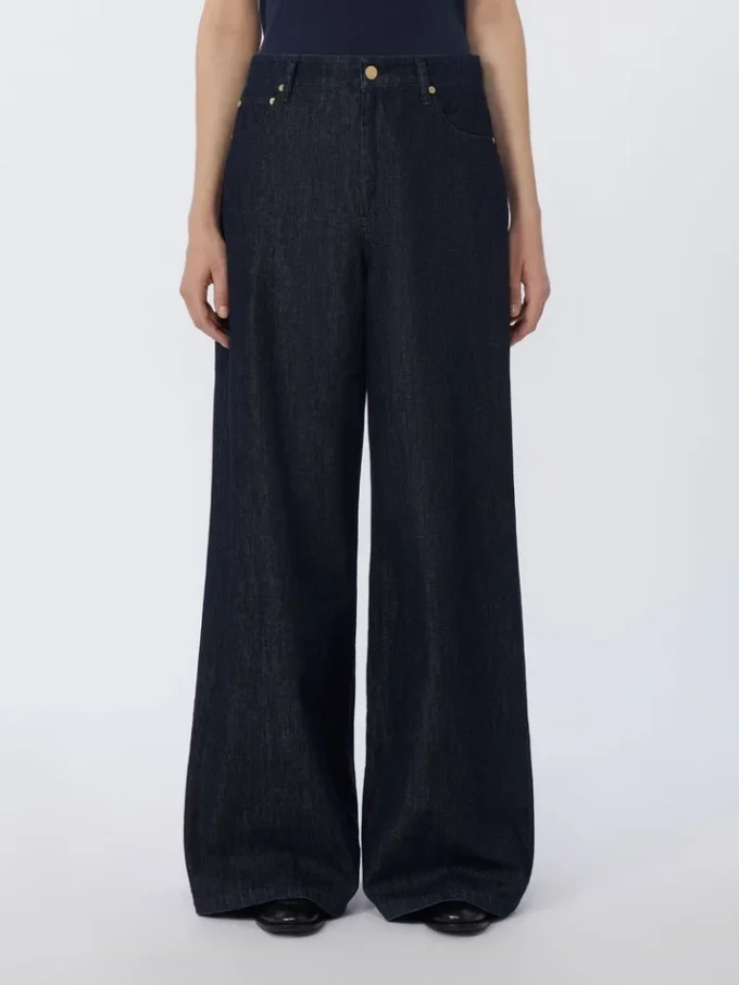 Straight-fit cotton denim jeans, ultramarine