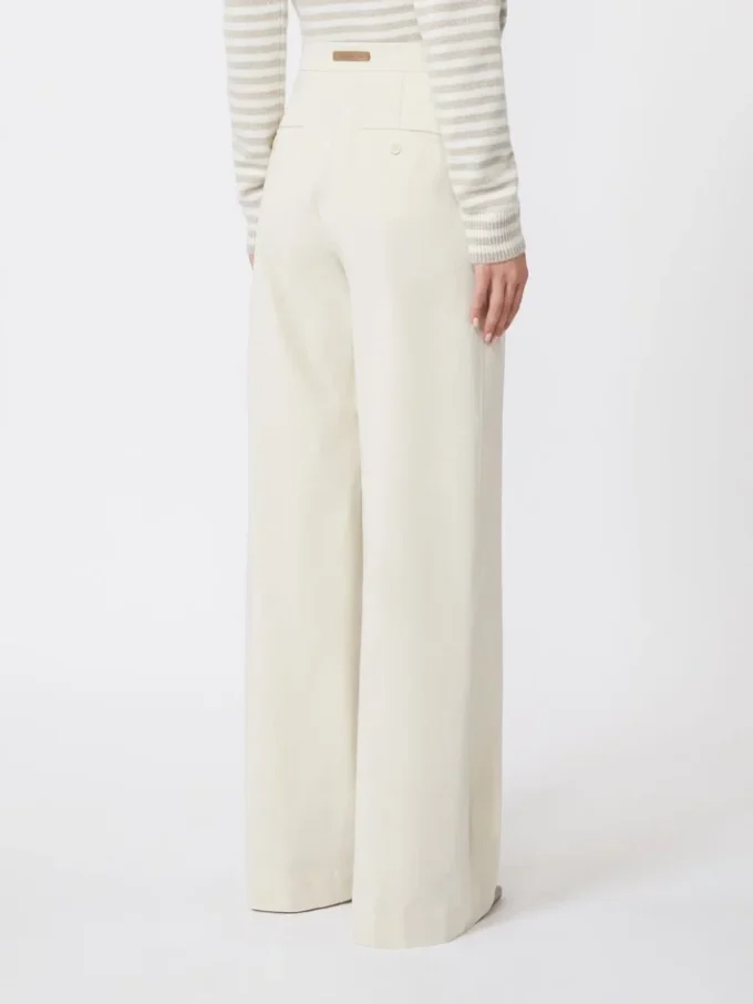 Straight-fit cotton twill trousers, ivory