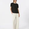 Straight-fit scuba jersey trousers, beige