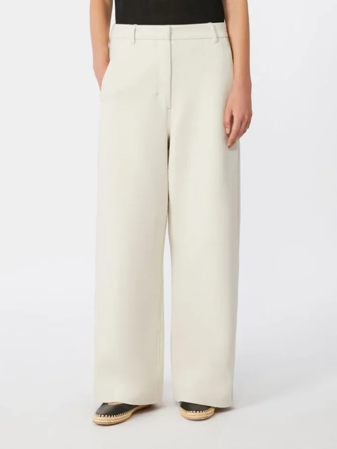 Straight-fit scuba jersey trousers, beige