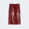 Straight leather skirt, bordeaux
