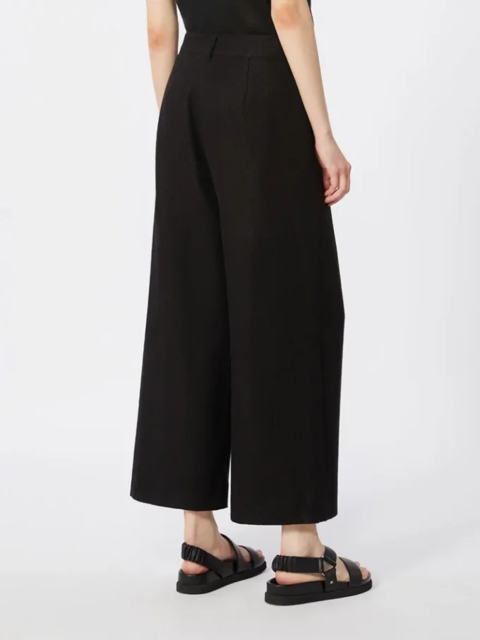 Stretch cotton and linen trousers, black