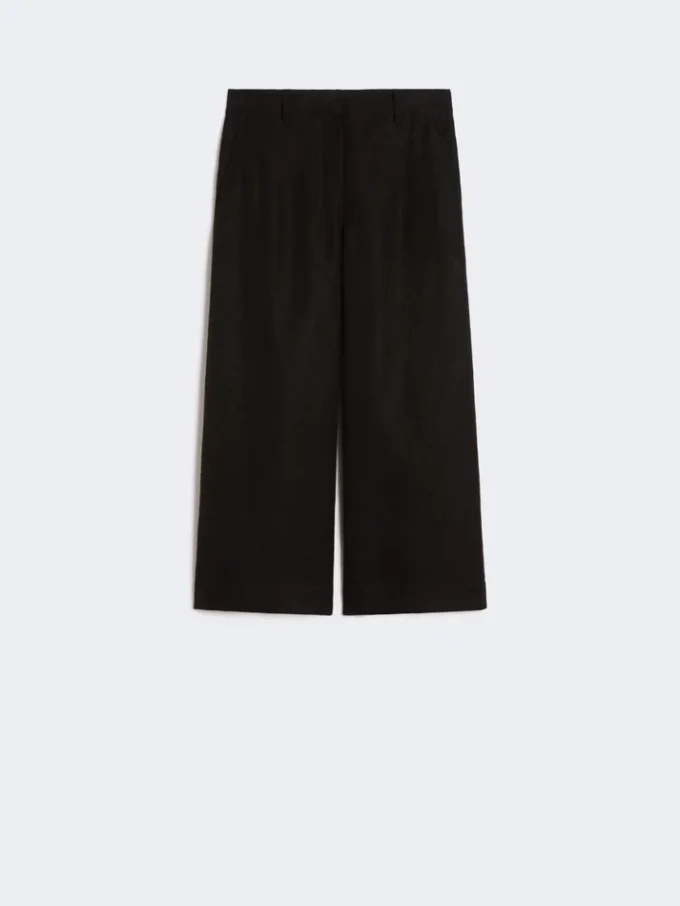 Stretch cotton and linen trousers, black