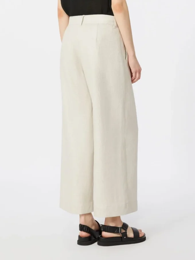 Stretch cotton and linen trousers, ivory
