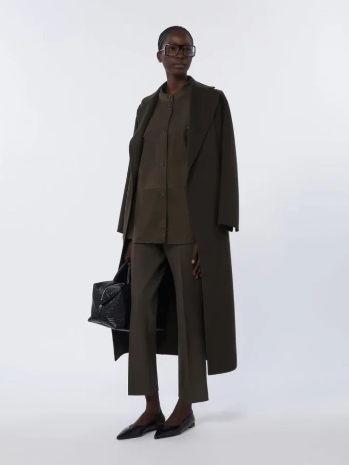 Topstitched suede jacket, green Topstitched suede jacket, green