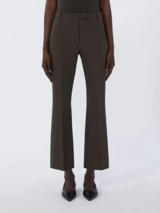 Stretch cotton and viscose trousers, dark green
