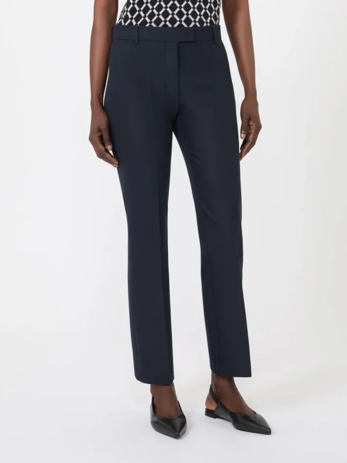 Stretch cotton and viscose trousers, ultramarine