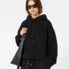 Stretch-cotton hooded sweatshirt, black