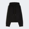 Stretch-cotton hooded sweatshirt, black