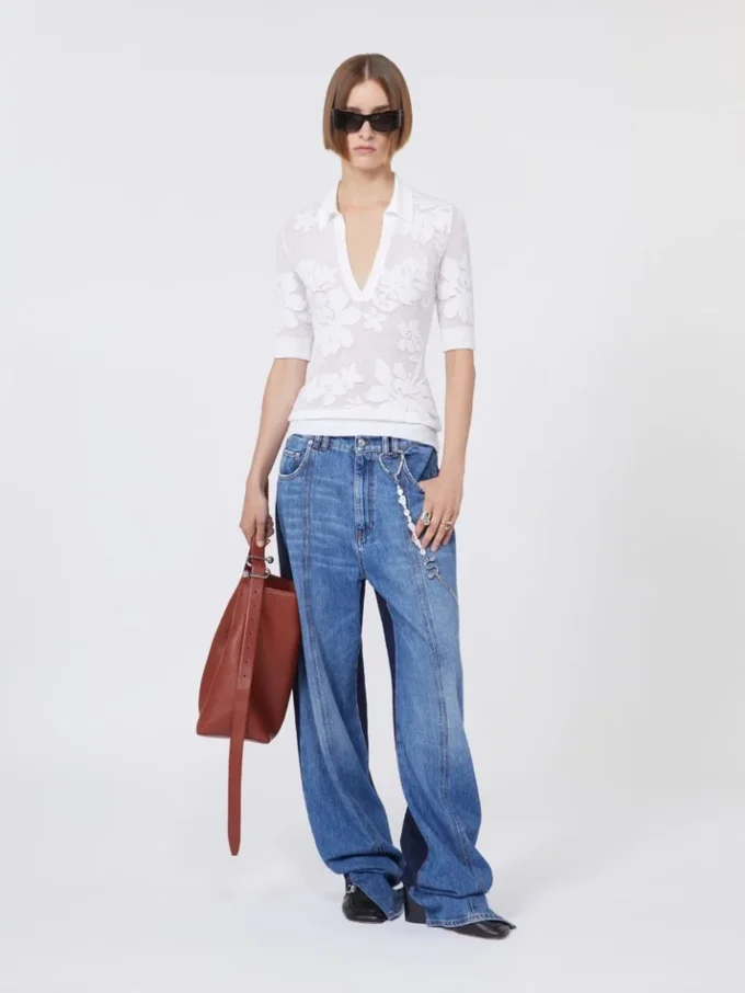 Stretch cotton polo shirt, white