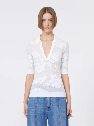 Stretch cotton polo shirt, white