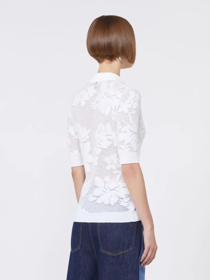 Stretch cotton polo shirt, white