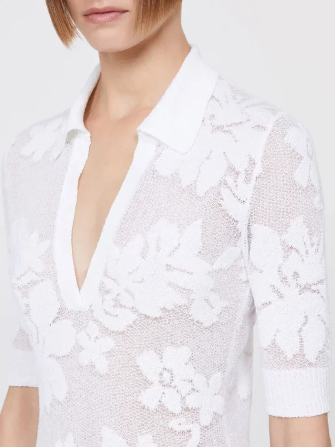 Stretch cotton polo shirt, white