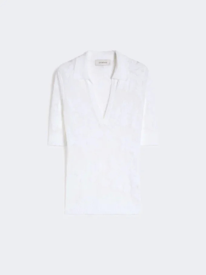 Stretch cotton polo shirt, white