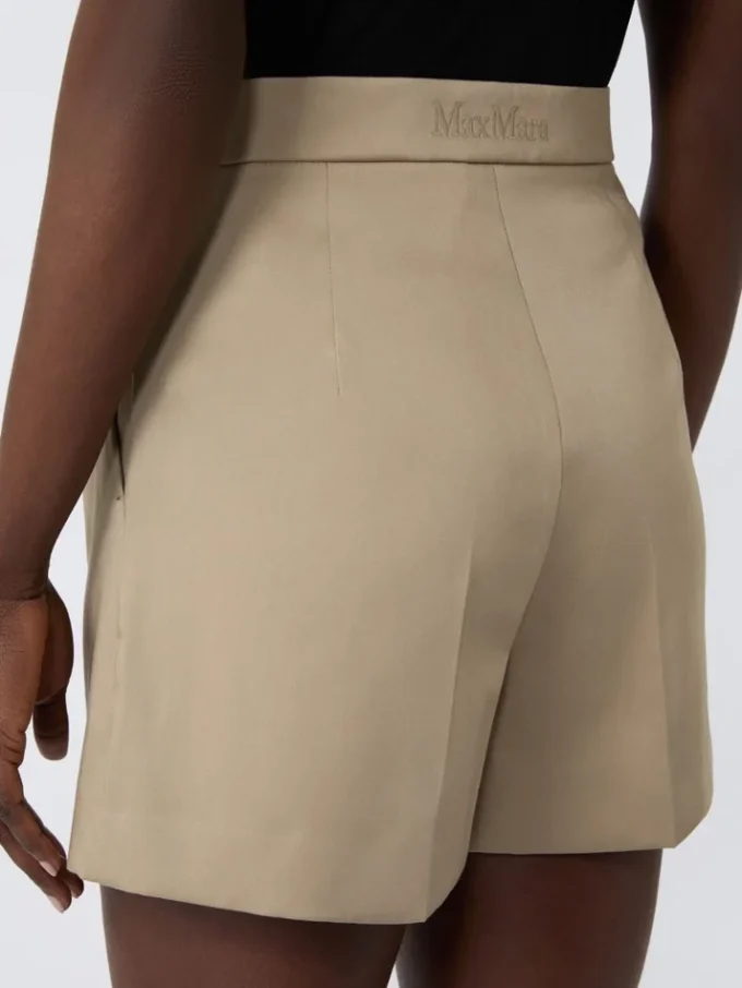 Stretch cotton satin shorts, kaki