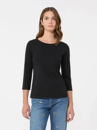 Stretch cotton t-shirt, black