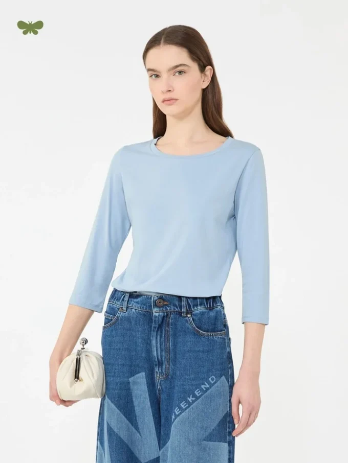 Stretch cotton t-shirt, light blue