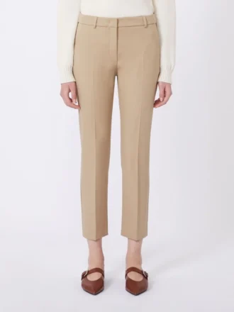 Stretch cotton trousers, camel