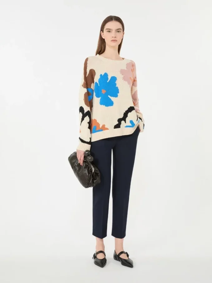 Stretch cotton trousers, navy