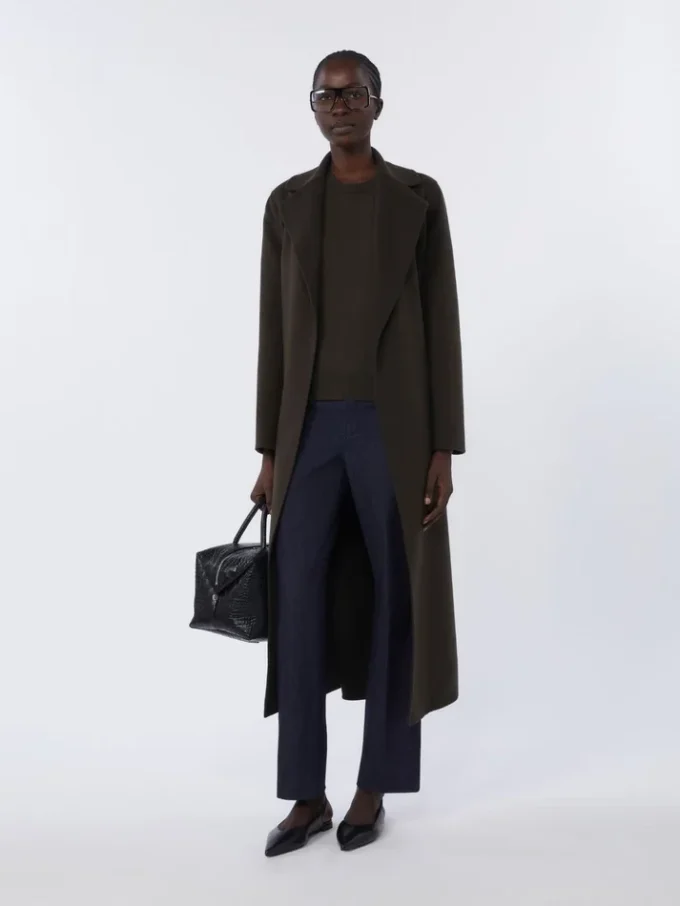 Wool robe coat, dark green