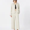 Stretch cotton and linen trousers, ivory