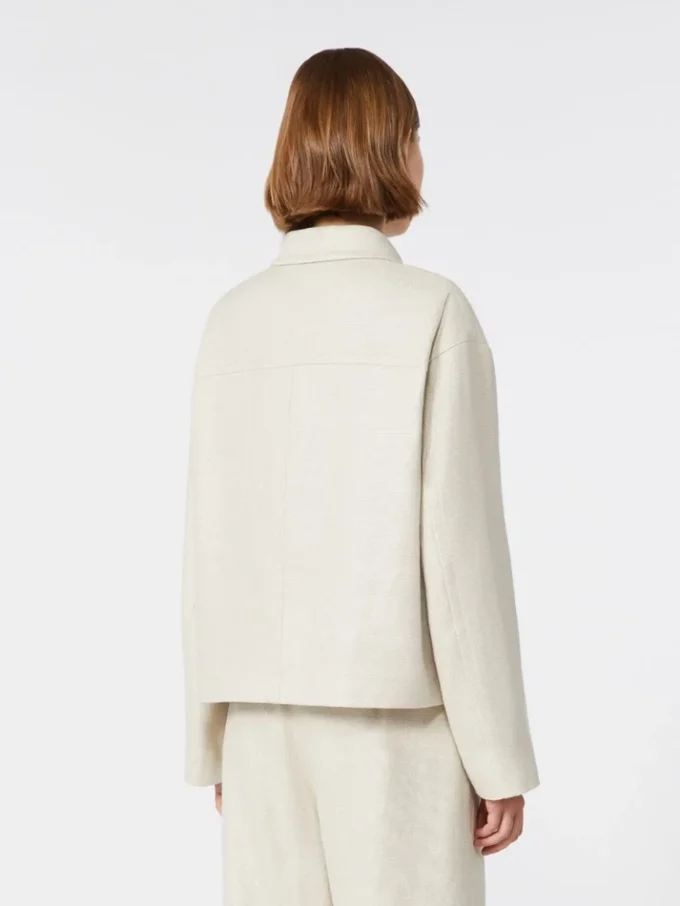 Stretch linen and cotton jacket, ivory