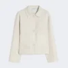 Stretch linen and cotton jacket, ivory