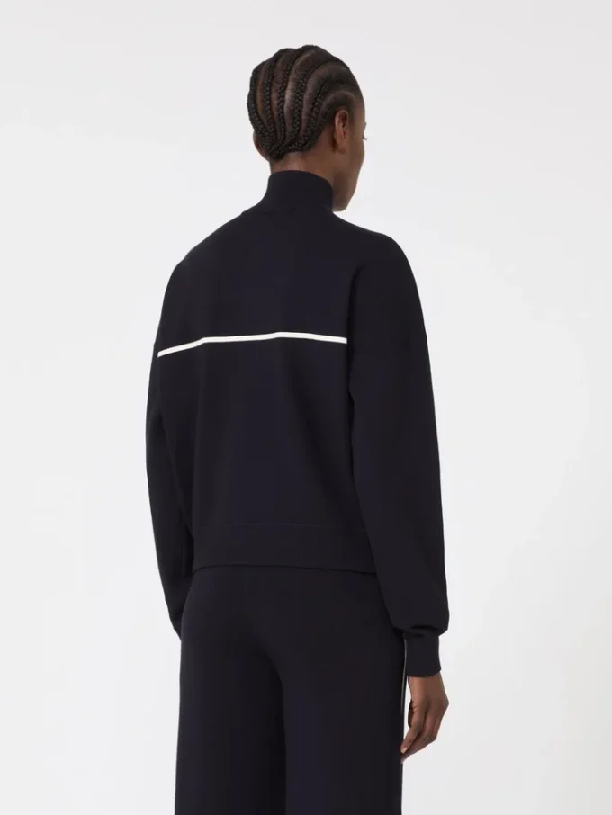 Stretch viscose boxy cardigan, navy