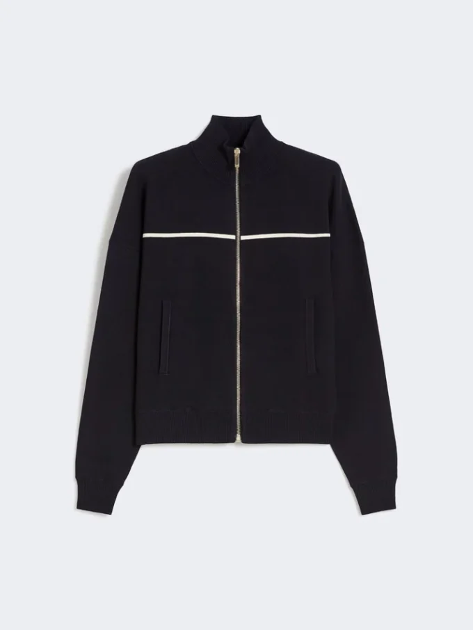 Stretch viscose boxy cardigan, navy