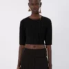 Stretch viscose crop top, black Stretch viscose crop top, black