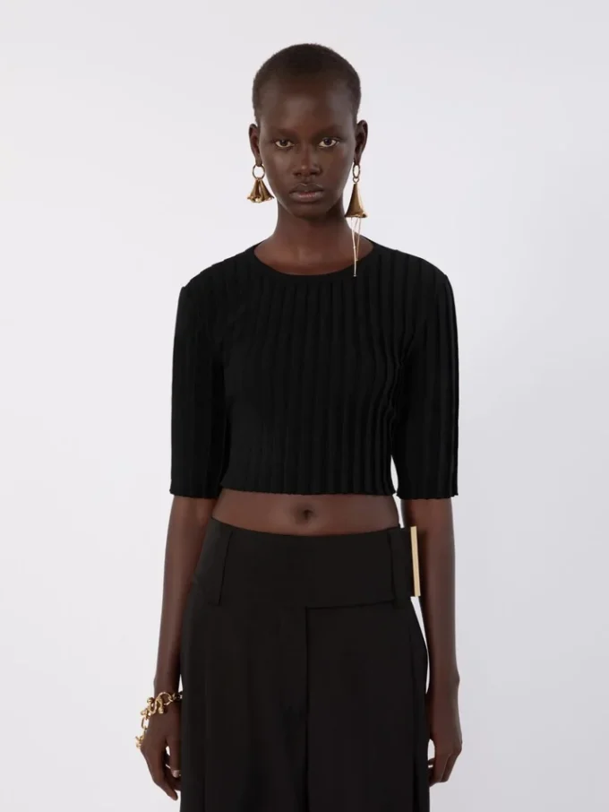 Stretch viscose crop top, black Stretch viscose crop top, black
