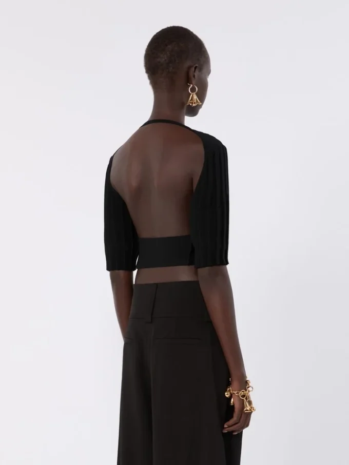 Stretch viscose crop top, black Stretch viscose crop top, black