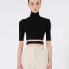 Stretch viscose cropped turtleneck, black Stretch viscose cropped turtleneck, black
