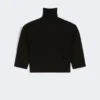 Stretch viscose cropped turtleneck, black Stretch viscose cropped turtleneck, black