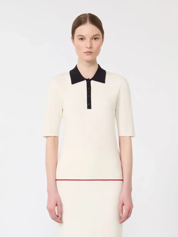 Stretch viscose jumper, white blue Stretch viscose jumper, white blue