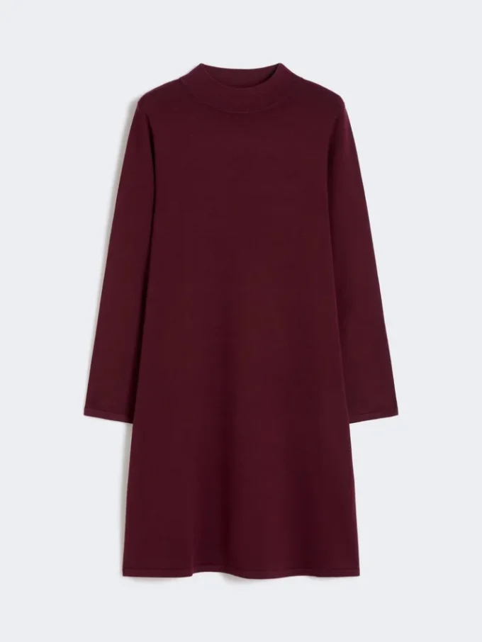 Stretch viscose yarn dress, bordeaux