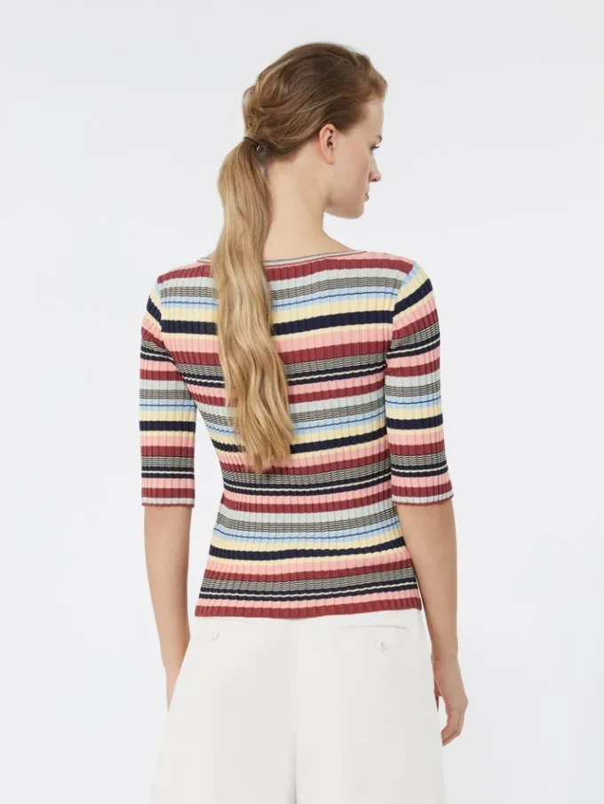 Stretch viscose yarn ribbed jumper, multicolour