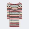 Stretch viscose yarn ribbed jumper, multicolour