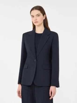 Stretch wool blazer, navy