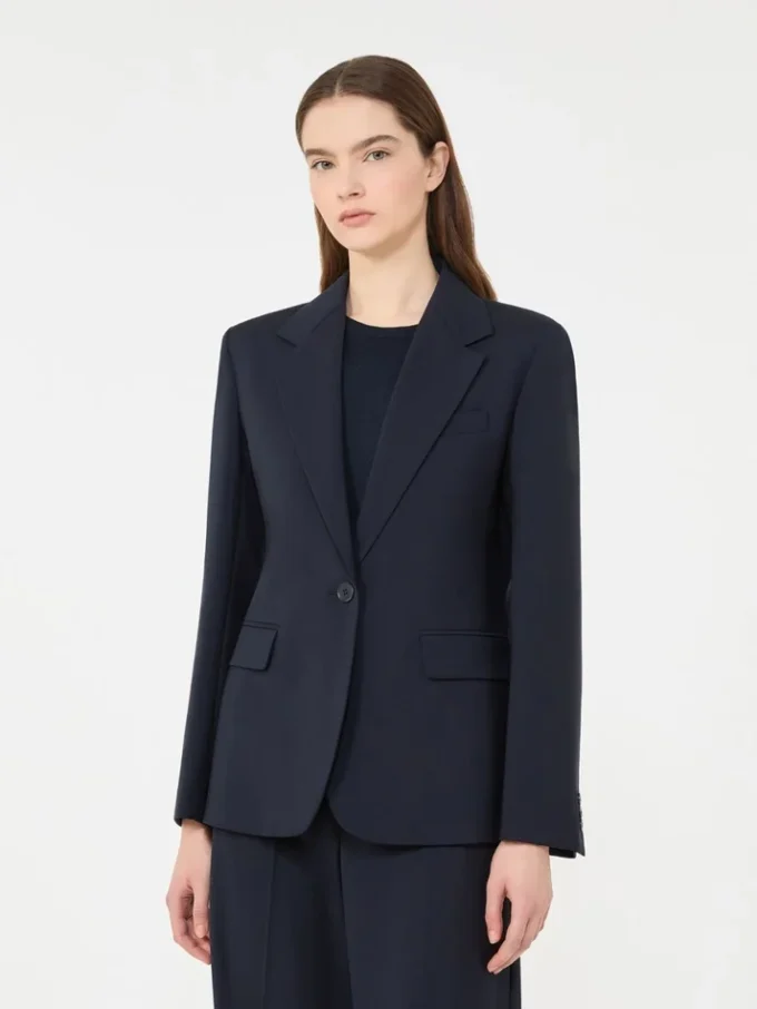 Stretch wool blazer, navy