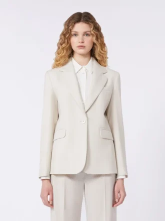 Stretch wool blazer, sand