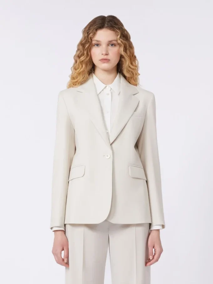 Stretch wool blazer, sand