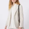 Stretch wool blazer, sand