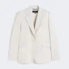 Stretch wool blazer, sand