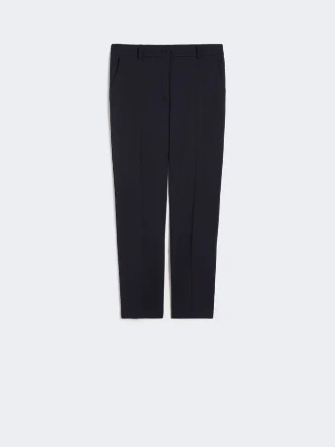 Stretch wool cigarette trousers, navy