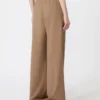 Stretch wool cloth trousers, hazelnut brown
