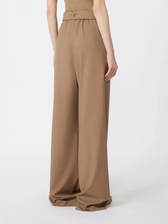Stretch wool cloth trousers, hazelnut brown