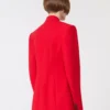 Stretch-wool double-breasted blazer, red