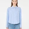 Striped cotton oxford shirt, light blue